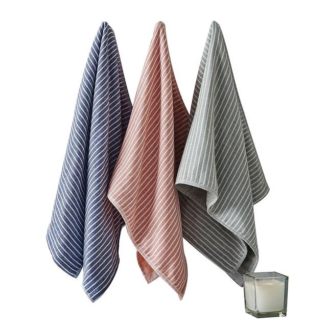 三条装日系条纹纱布纯棉毛巾 