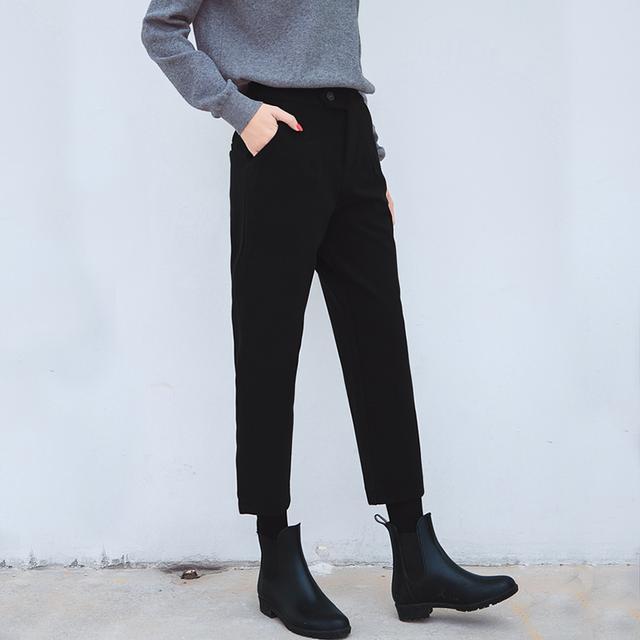 小个子女生别再卷裤脚了,时尚毛呢萝卜裤,显瘦